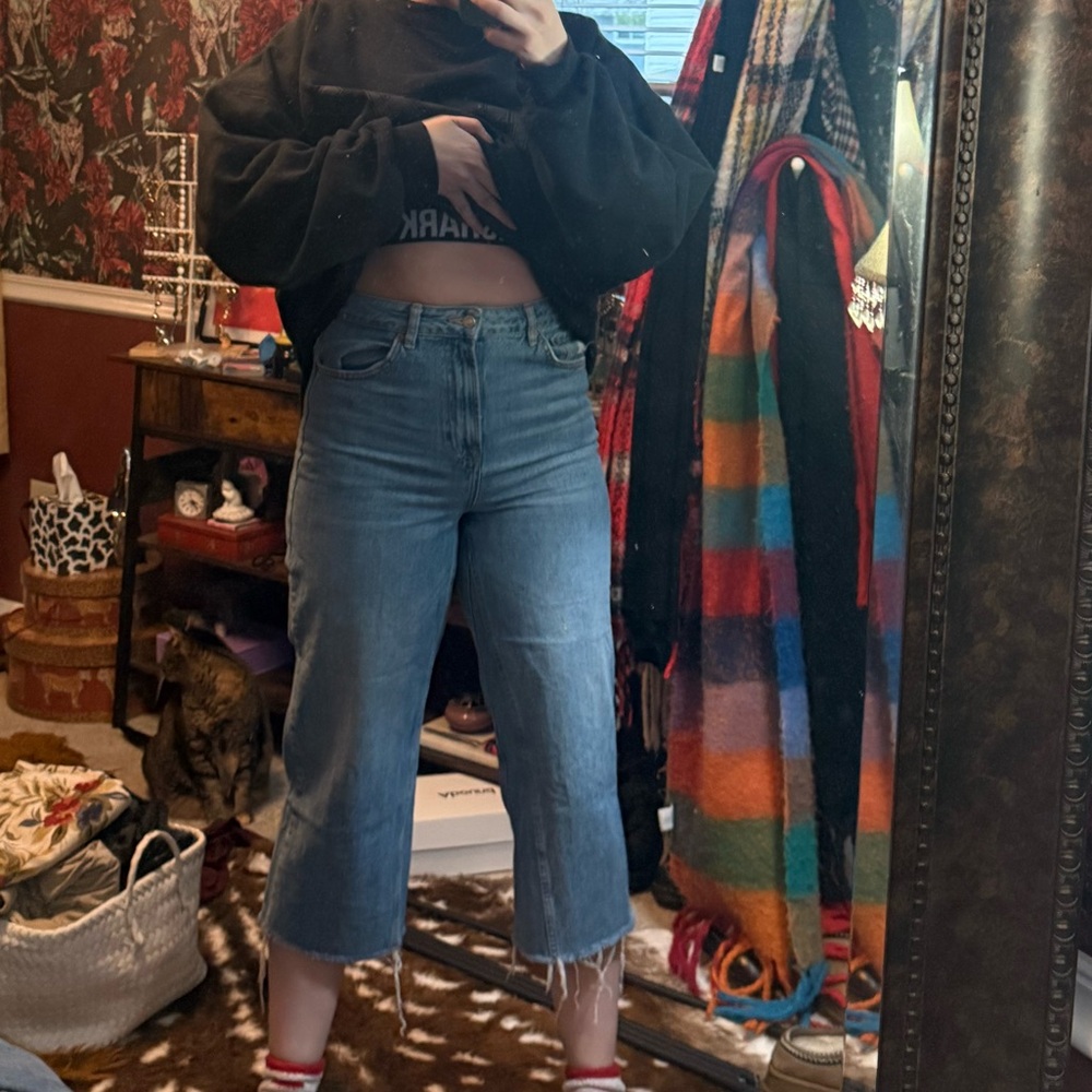 Topshop Moto Light Blue Denim Wide-Leg Jeans